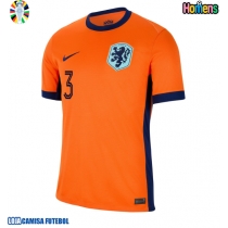 Camisa de Futebol Holanda Matthijs de Ligt #3 Equipamento Principal Europeu 2024 Manga Curta
